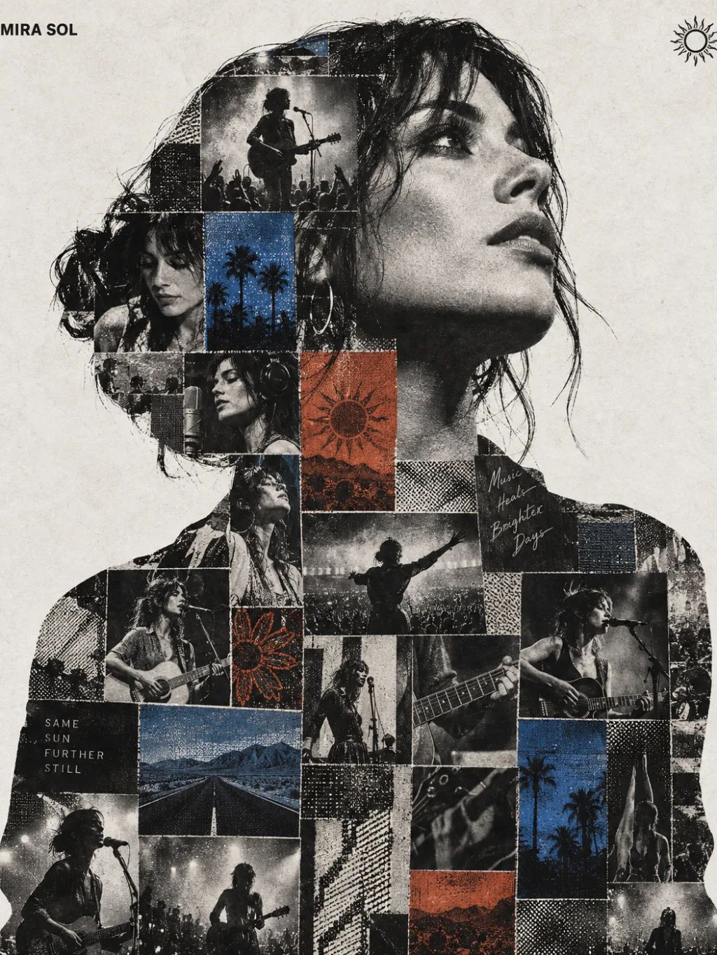 Musician Tribute Mosaic Poster — Graphic & Editorial Design AI image prompt example generated with ChatGPT (poster design, tribute poster)