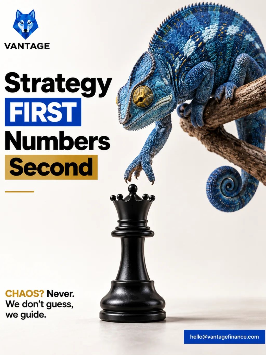 Vantage Strategy Editorial Design — Graphic & Editorial Design AI image prompt example generated with ChatGPT (advertising, chameleon)