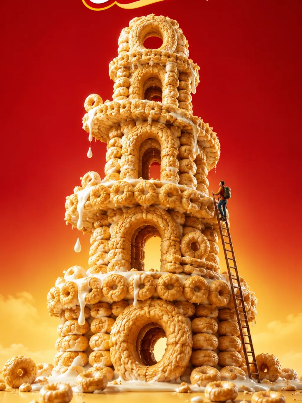 Orbito Cereal 3D Poster — Graphic Design AI image prompt example generated with ChatGPT (3d render, cereal)