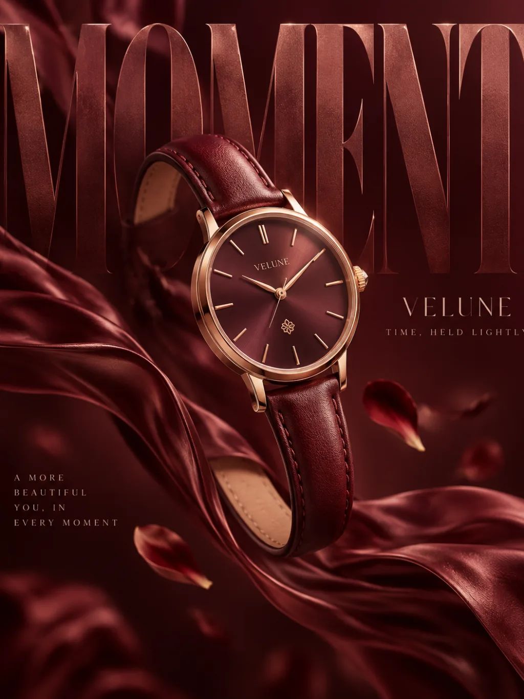Luxury Wristwatch Advertisement — Graphic & Editorial Design AI image prompt example generated with ChatGPT (wristwatch, luxury product)