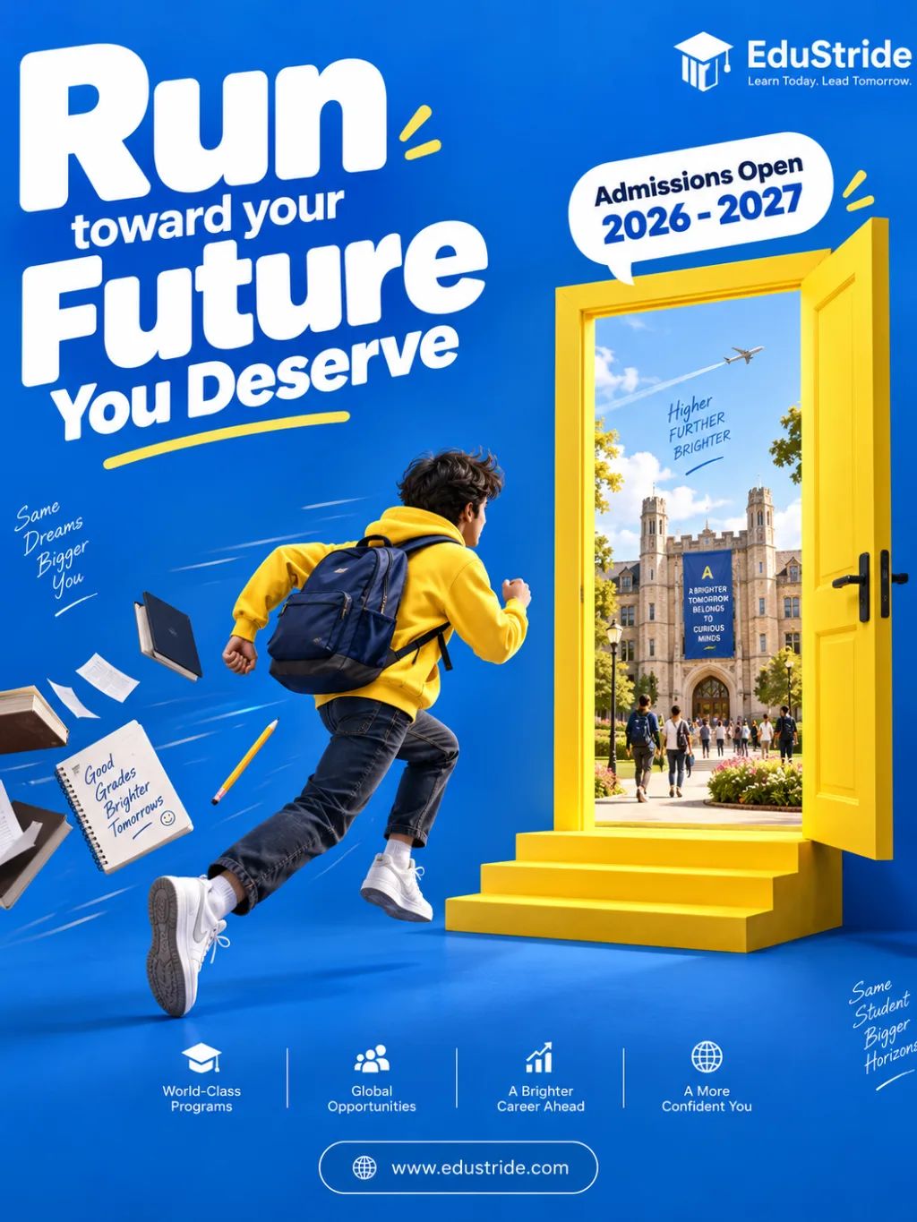 Admissions Open Poster — Graphic Design AI image prompt example generated with ChatGPT (graphic design, poster)
