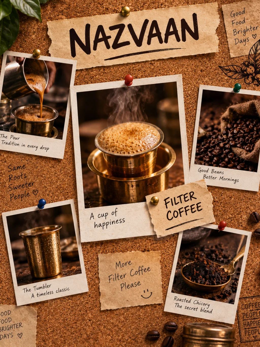 Coffee Moodboard Poster — Food & Culinary AI image prompt example generated with ChatGPT (poster, polaroid)