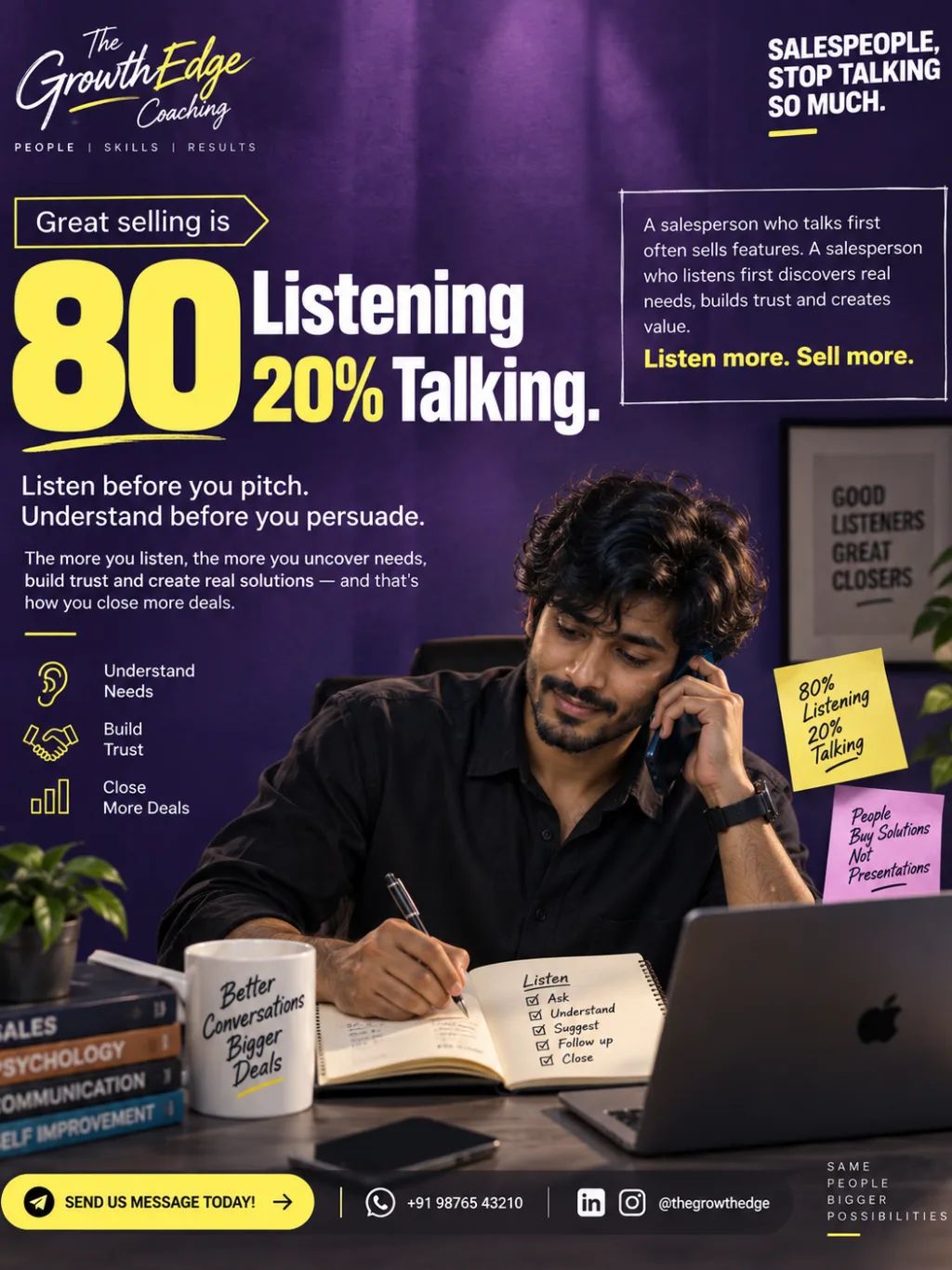 Sales Coaching Graphic Banner — Graphic & Editorial Design AI image prompt example generated with ChatGPT (infographic, sales coaching)