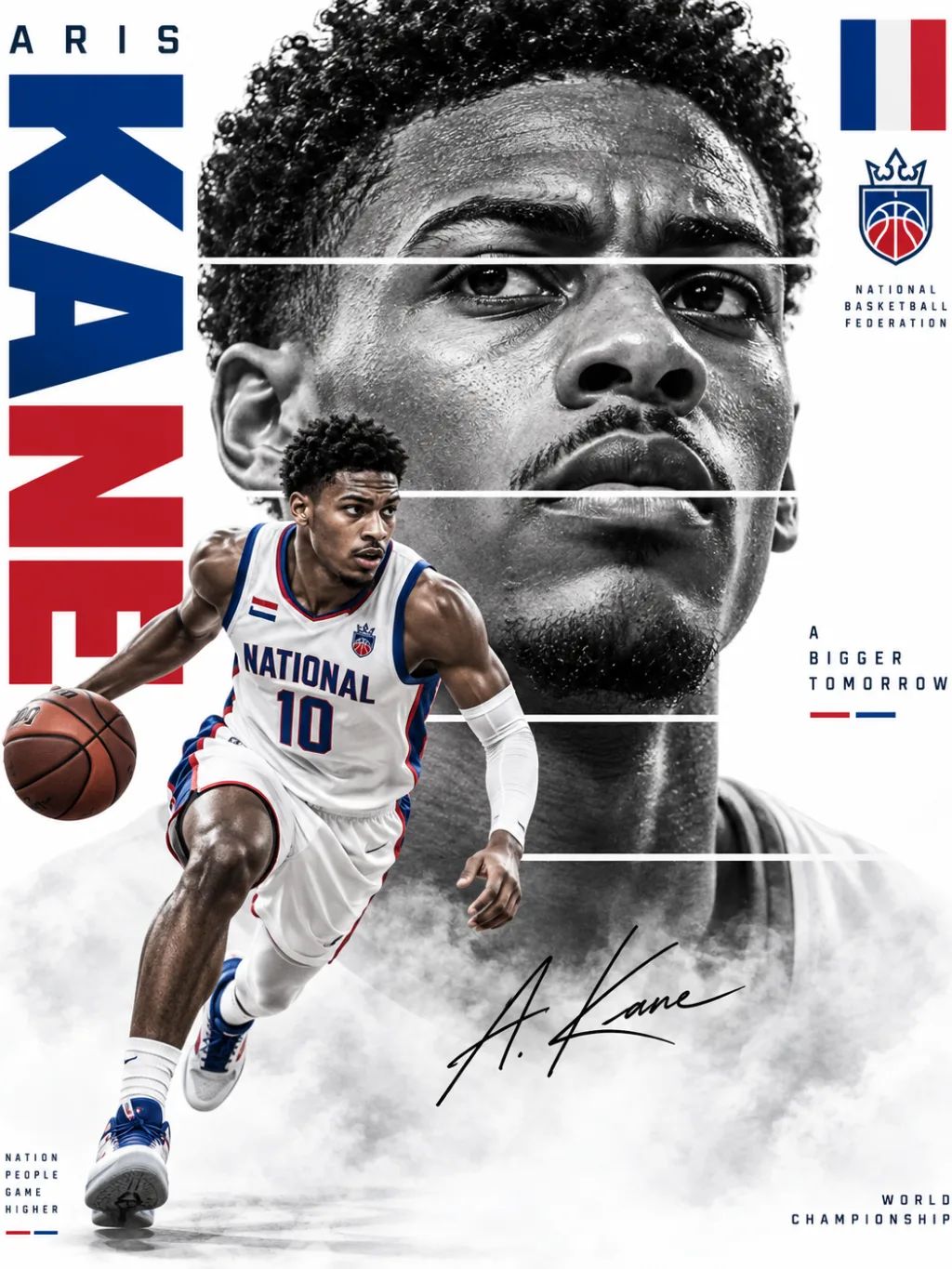World Championship Sports Poster — Graphic Design AI image prompt example generated with ChatGPT (sports poster, basketball)