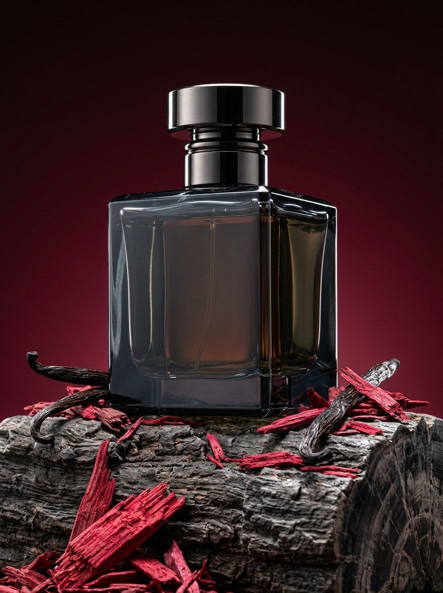 Dark Wood Luxury Cologne — Perfume AI image prompt example generated with ChatGPT (perfume, dark)