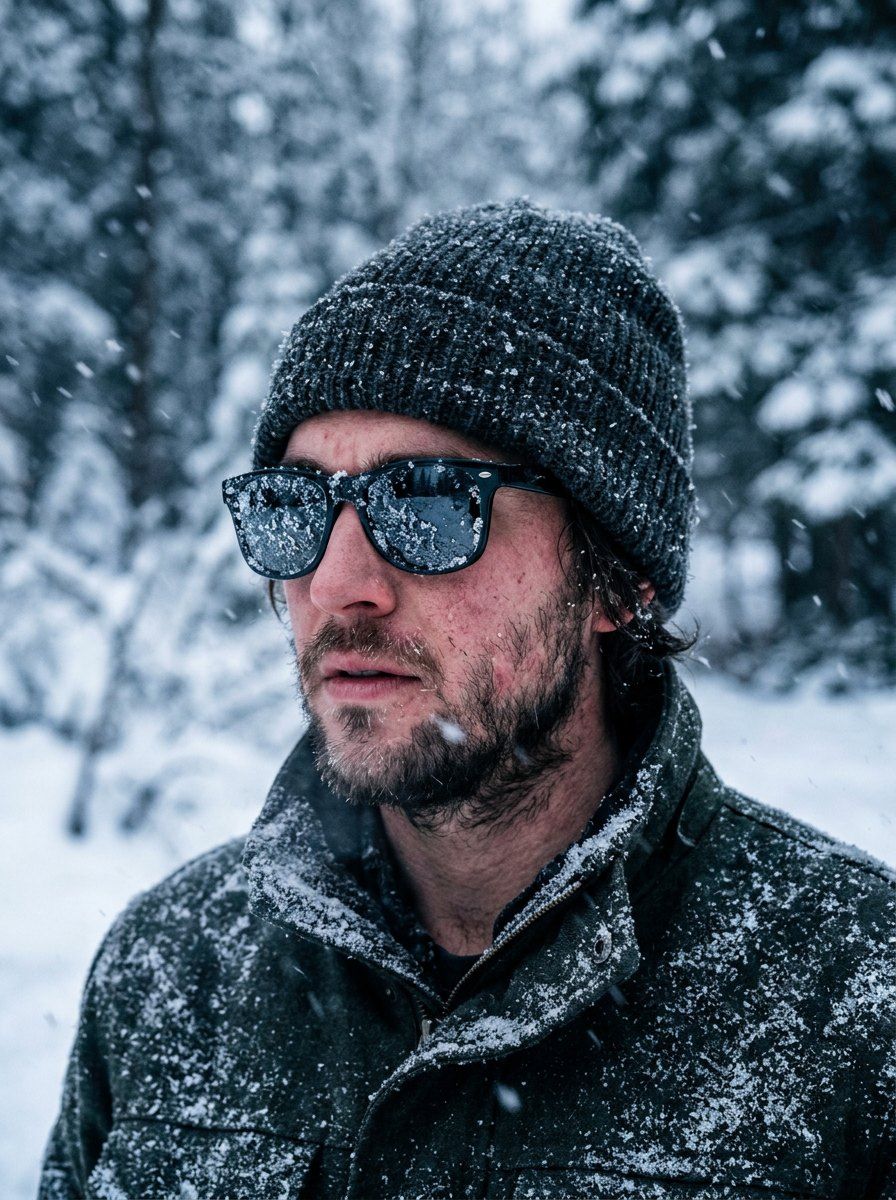 Frozen Winter Cinematic Close-Up — Portrait AI image prompt example generated with Nano Banana (winter portrait, cinematic)