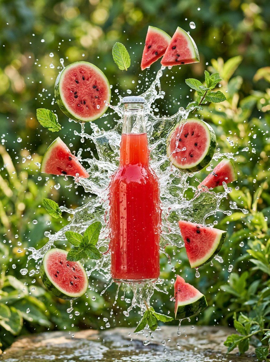 Watermelon Beverage Splash — Food & Drink AI image prompt example generated with ChatGPT (beverage, splash)