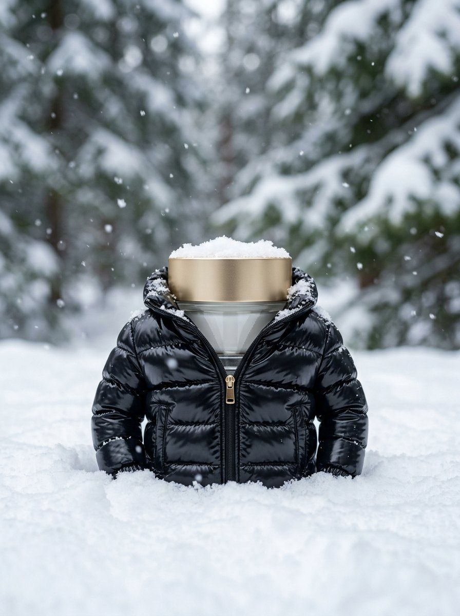 Product in Miniature Puffy Down Jacket — Product AI image prompt example generated with Gemini (winter, puffy)