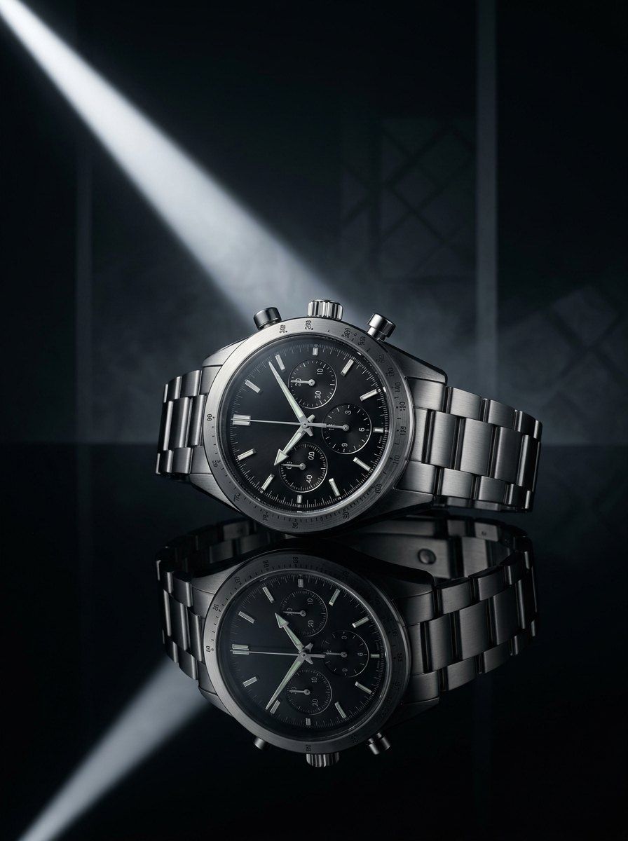 Futuristic Minimalist Luxury Watch Shot — Product AI image prompt example generated with Nano Banana (minimalist, studio)