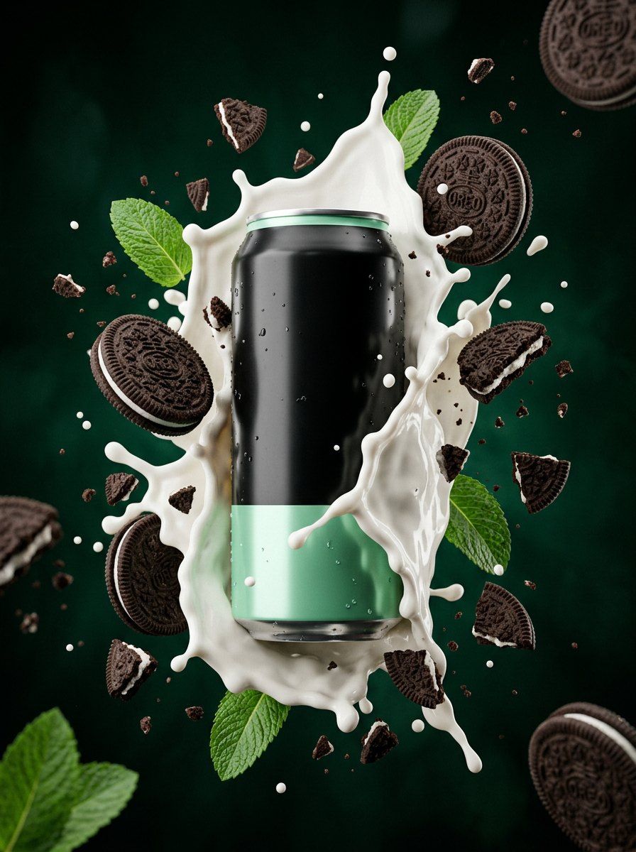 Mint Chocolate Drink Splash — Packaging AI image prompt example generated with ChatGPT (packaging, splash)