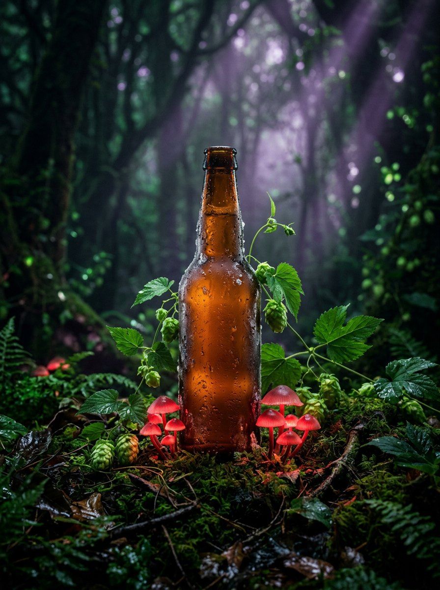Magical Craft Beer Forest — Food & Drink AI image prompt example generated with ChatGPT (fantasy, beverage)