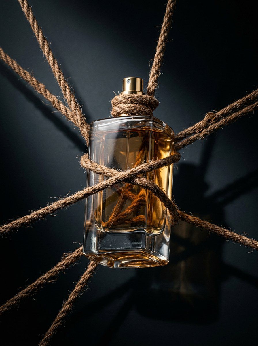 Suspended Ropes Perfume Concept — Perfume AI image prompt example generated with Nano Banana (perfume, conceptual)