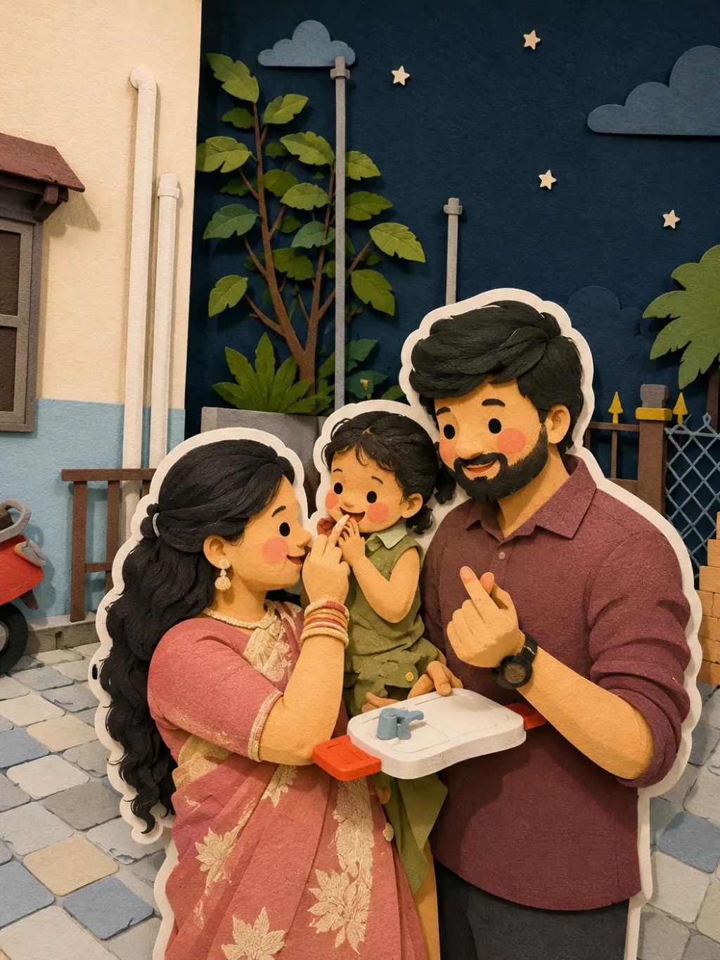 Paper Cut Diorama Illustration — Portrait AI image prompt example generated with Nano Banana (papercraft, illustration)