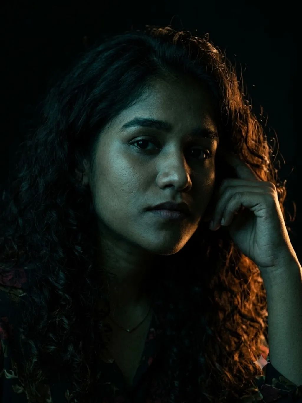 Moody Rim-Light Portrait — Portrait AI image prompt example generated with ChatGPT (portrait, cinematic)