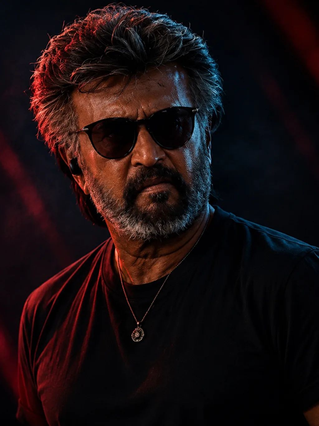 Cinematic AI Portraits - Rajinikanth — Cinematic AI image prompt example generated with ChatGPT (Rajinikanth, Cinema)