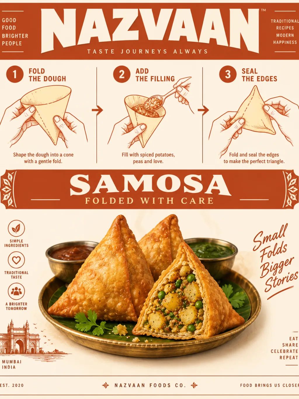 Samosa Origami Diagram — Vector Art AI image prompt example generated with ChatGPT (origami, diagram)