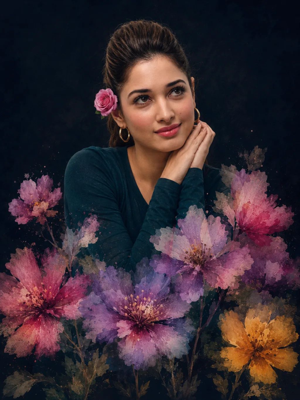 Cinematic Watercolor Portrait — Painterly AI image prompt example generated with ChatGPT (#WatercolorArt, #WatercolorPortrait)