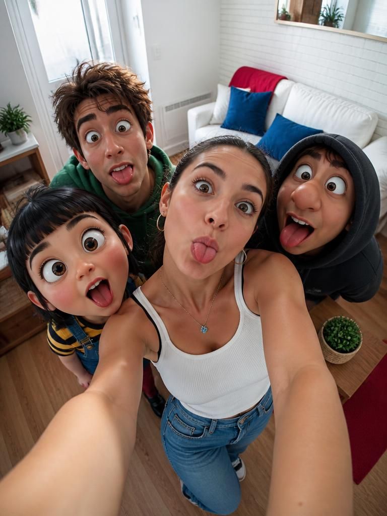 Fisheye Cartoon Selfie — Fun AI image prompt example generated with Gemini (fisheye, selfie)