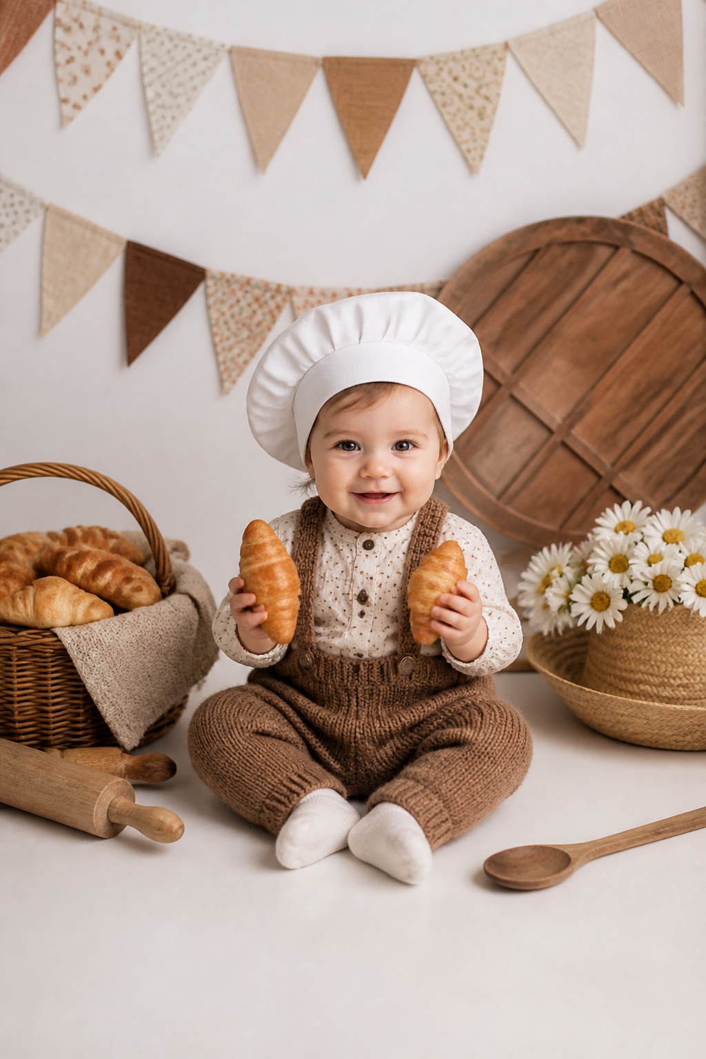 Baby Baker Photoshoot — Portrait AI image prompt example generated with Gemini (baby, baker)
