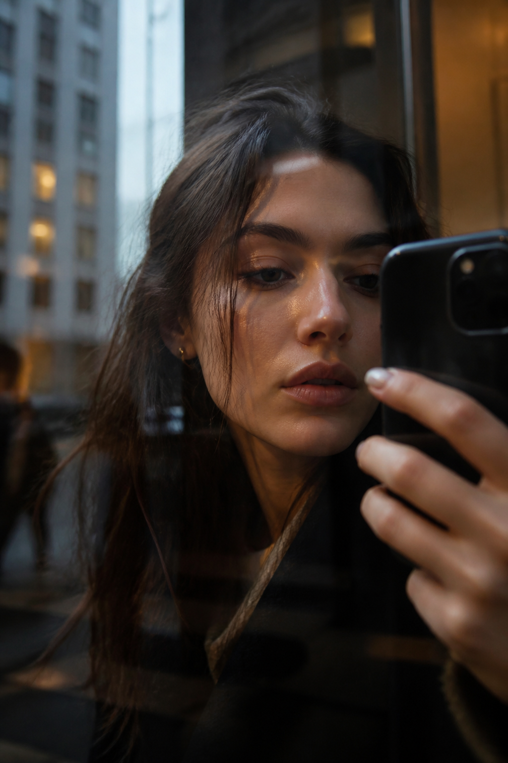 Cinematic Editorial Selfie — Selfie AI image prompt example generated with Gemini (selfie, editorial)