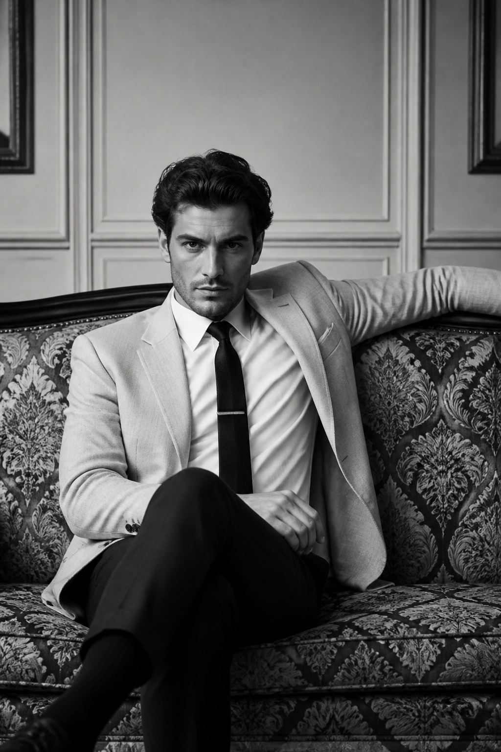 Classic Dapper Gentleman — Portrait AI image prompt example generated with Nano Banana (dapper, monochrome)