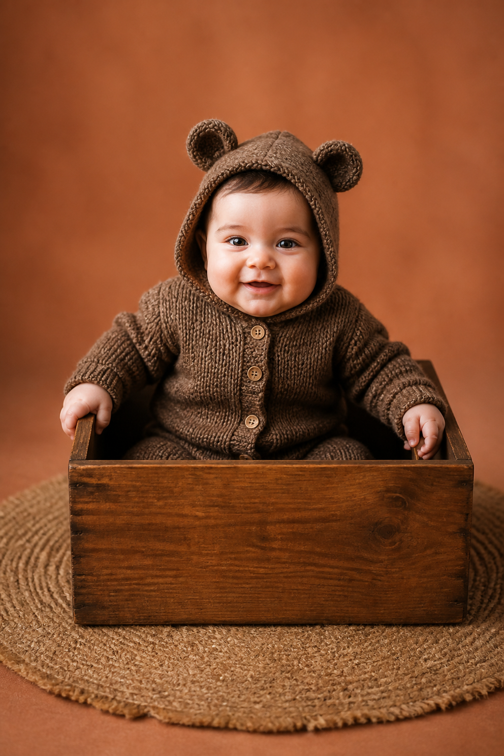 Cozy Baby Portrait — Portrait AI image prompt example generated with Gemini (baby, portrait)