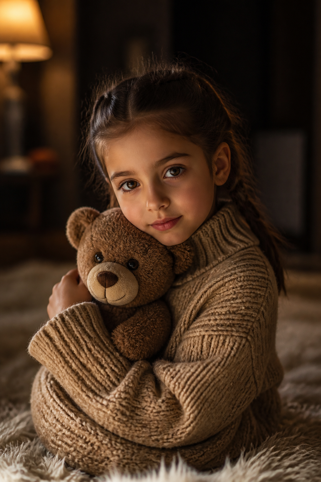 Cozy Teddy Bear Portrait — Portrait AI image prompt example generated with Gemini (portrait, cozy)