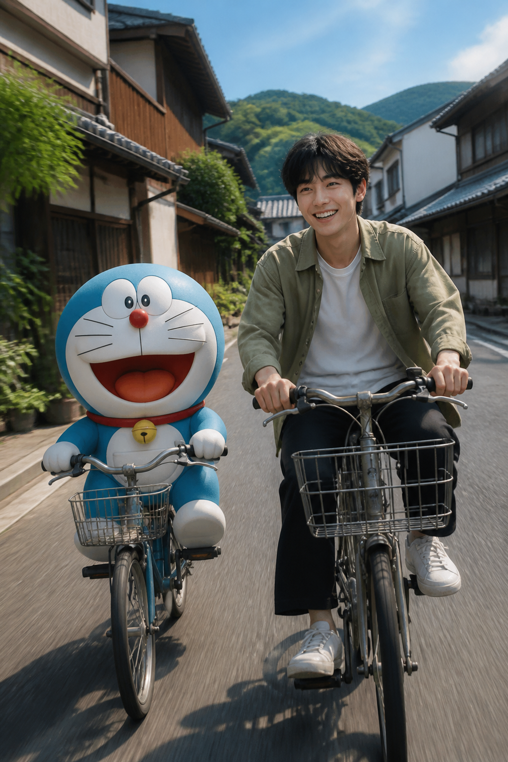 Doraemon Bicycle Ride — Cinematic AI image prompt example generated with Gemini (doraemon, japan)