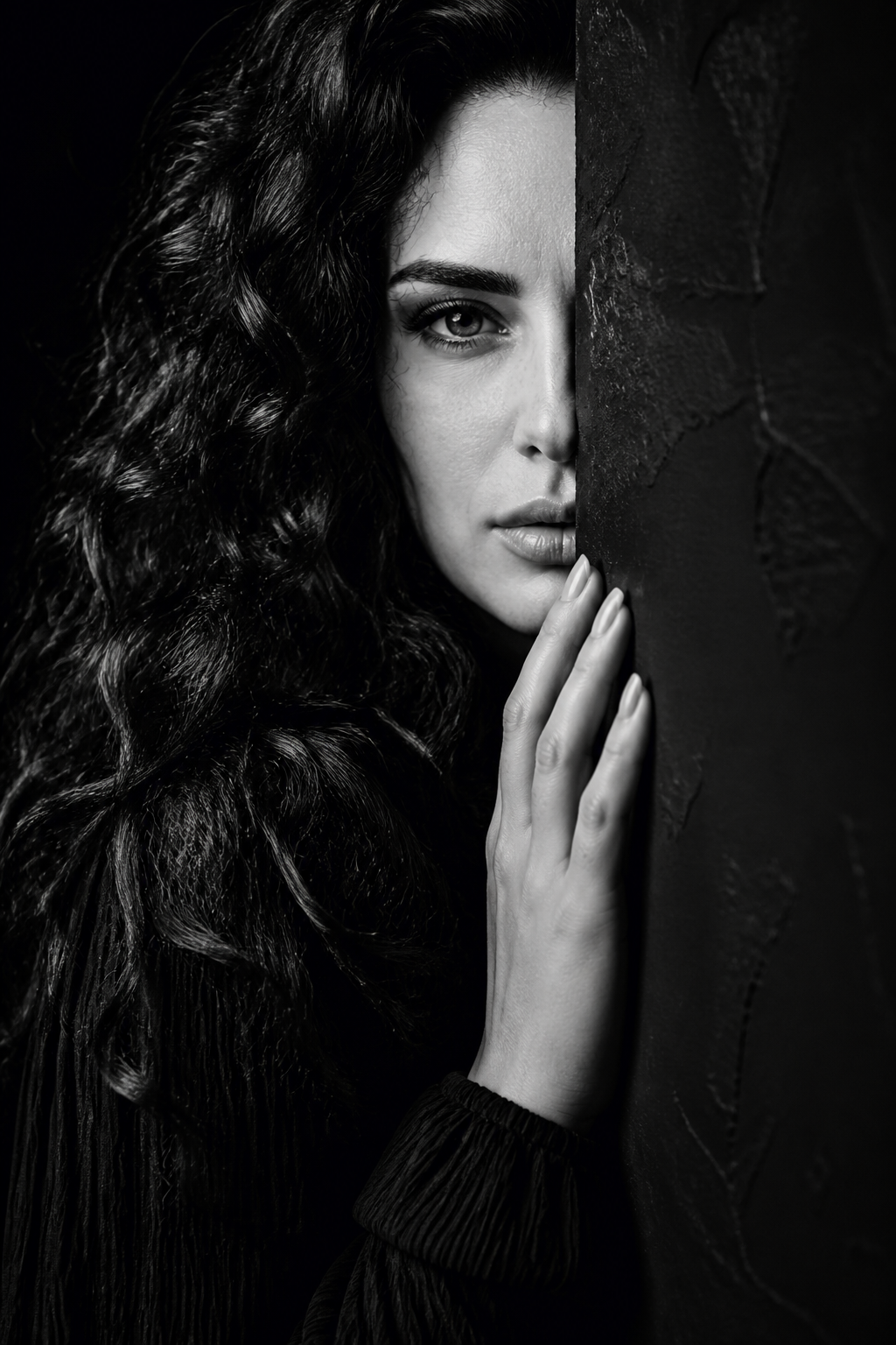 Editorial B&W Portrait — Portrait AI image prompt example generated with Gemini (black and white, editorial portrait)