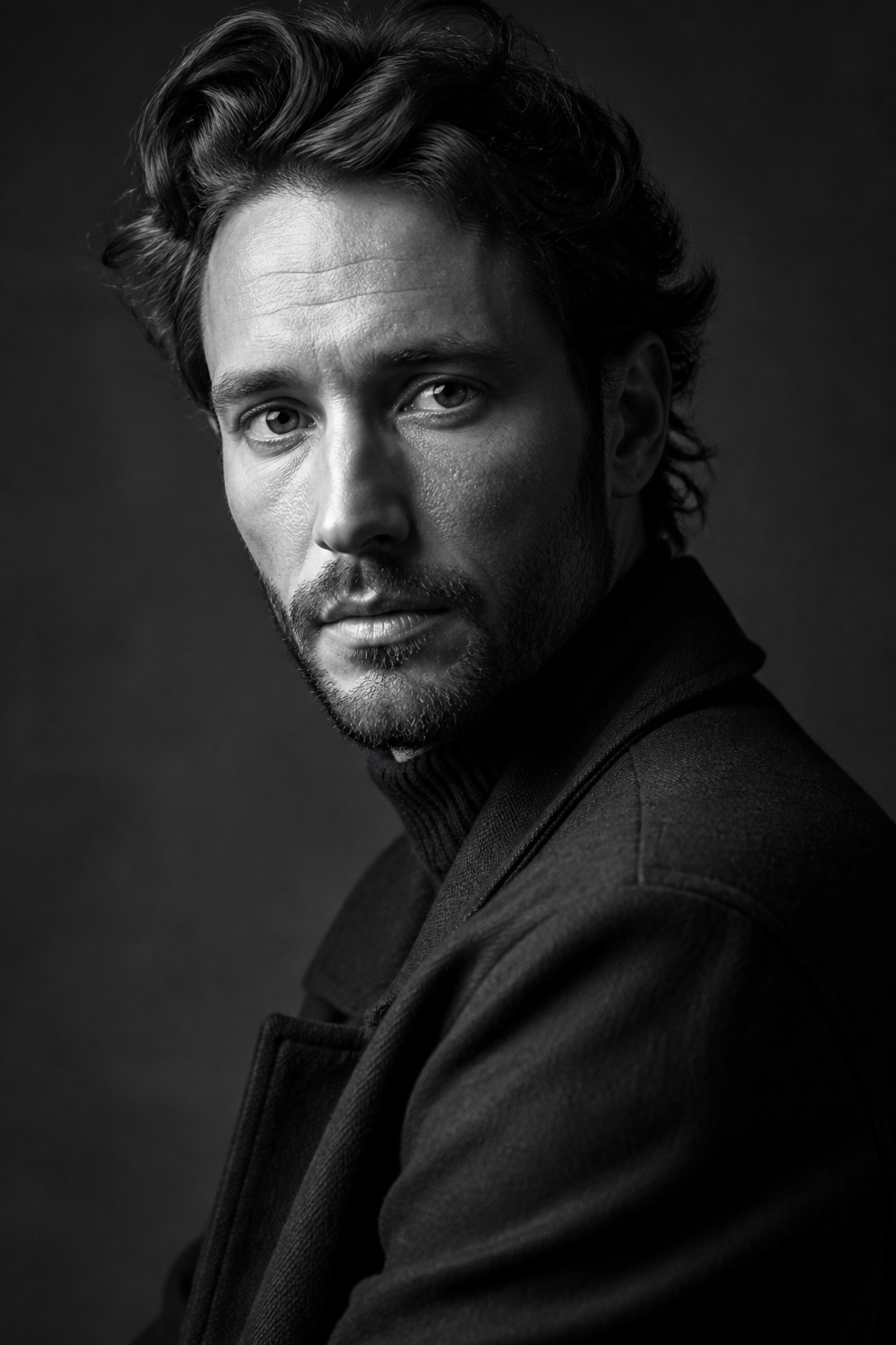 Editorial Monochrome Portrait — Portrait AI image prompt example generated with Gemini (monochrome, portrait)