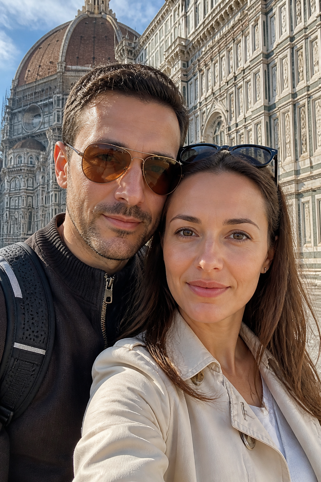 Florence Travel Selfie — Travel AI image prompt example generated with Gemini (florence, coupleselfie)