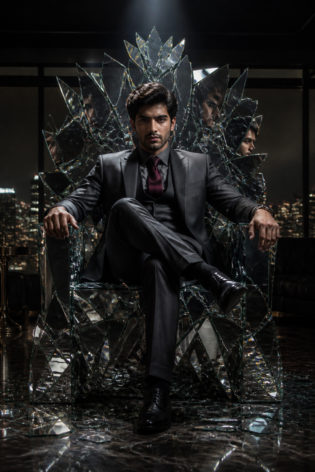 Glass Throne Portrait — Portrait AI image prompt example generated with Gemini (portrait, throne)