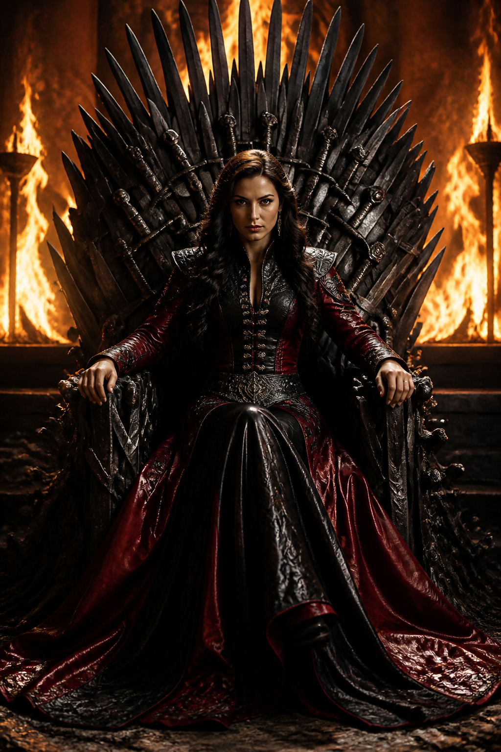 King on Iron Throne — Fantasy AI image prompt example generated with Gemini (iron throne, fantasy)