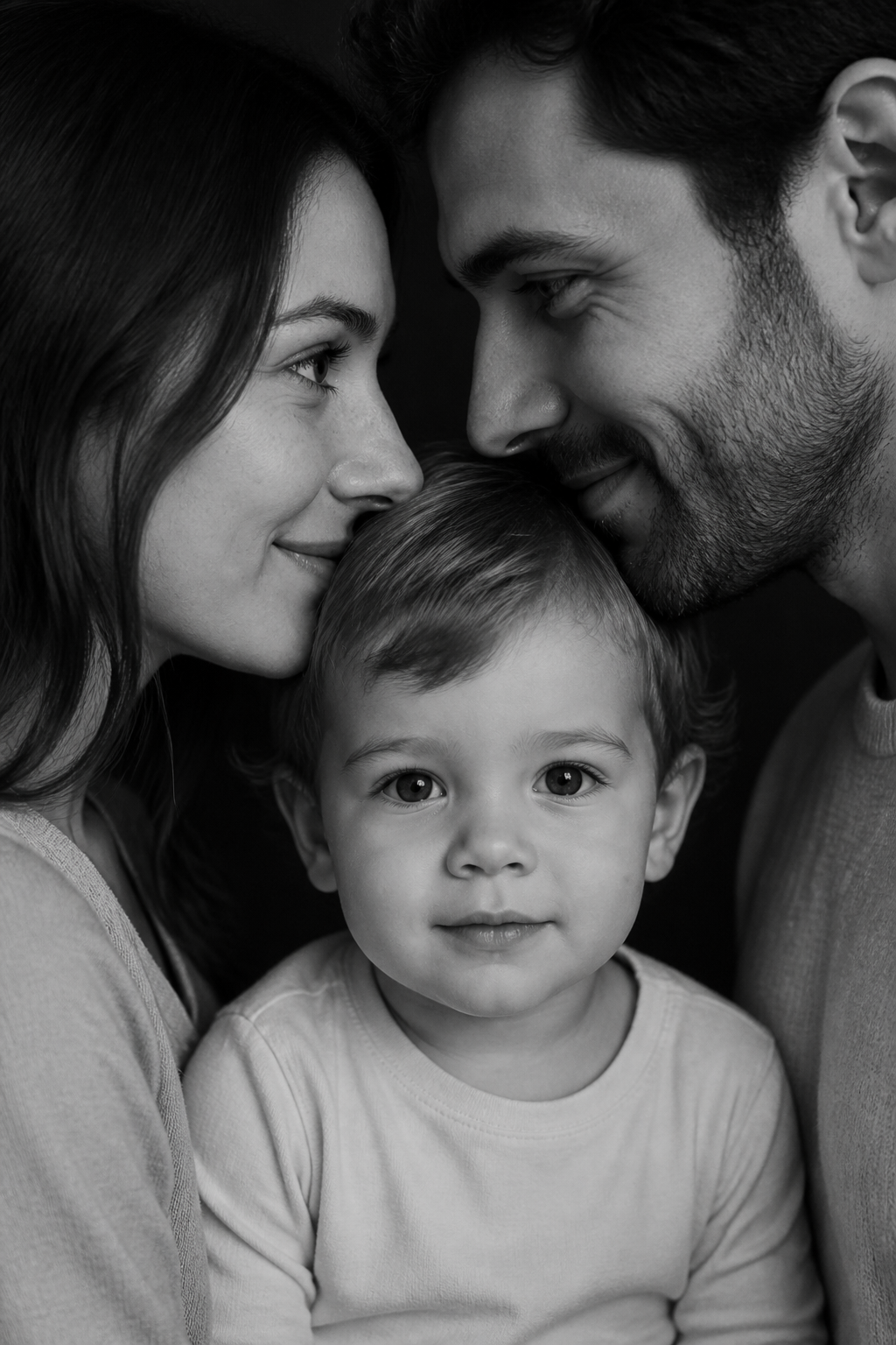 Monochrome Family Portrait — Portrait AI image prompt example generated with Nano Banana (family, portrait)
