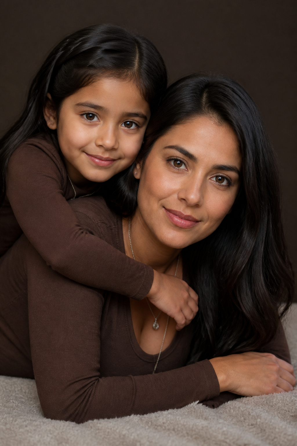 Mother Child Studio Portrait — Portrait AI image prompt example generated with Gemini (motherhood, portrait)