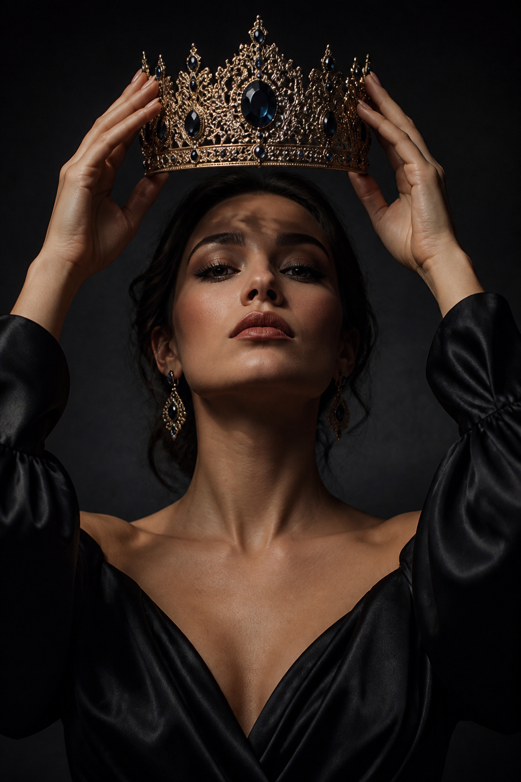 Royal Golden Crown Portrait — Fashion AI image prompt example generated with Gemini (crown, portrait)
