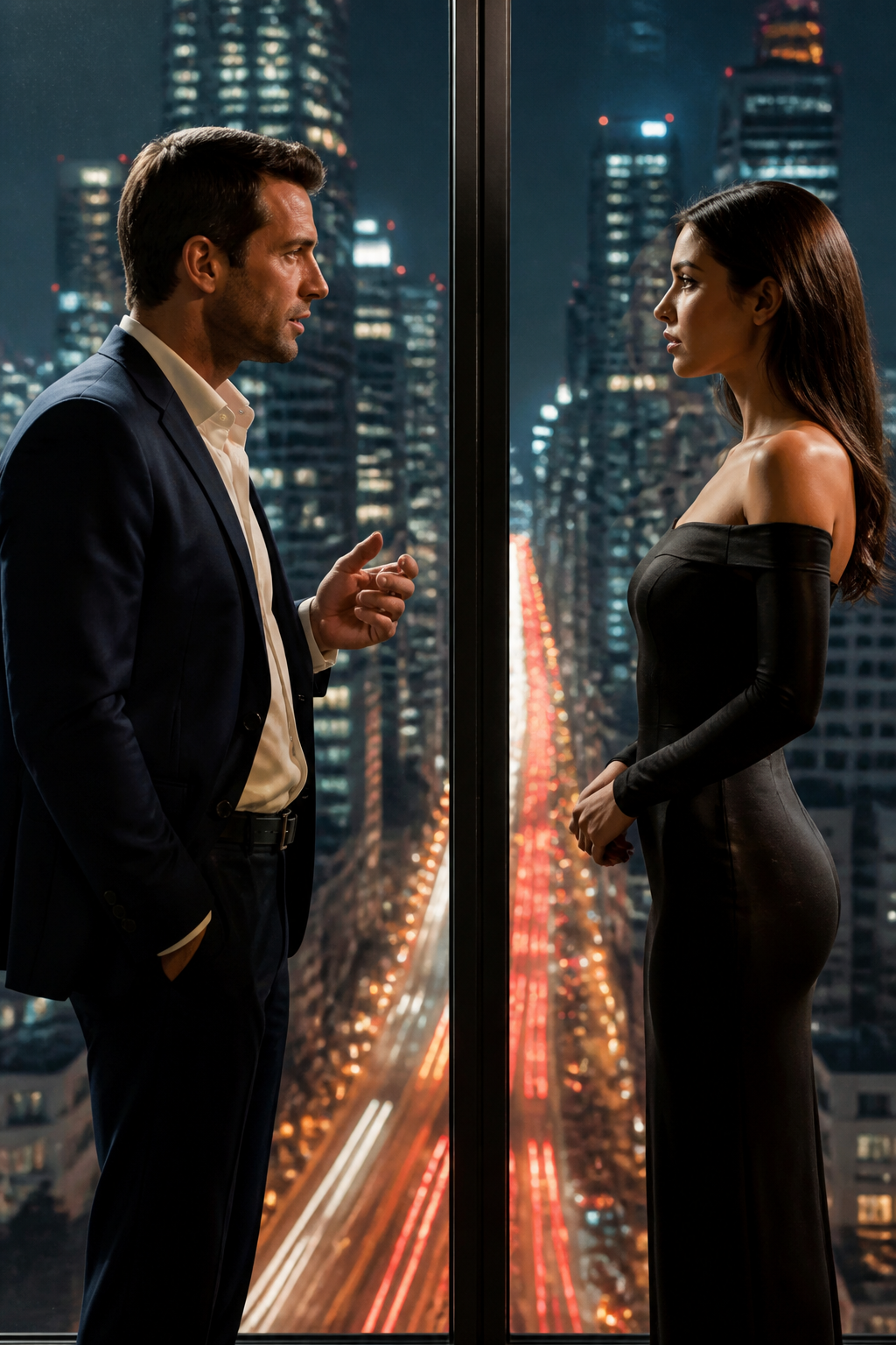 Skyscraper Night Profile — Cinematic AI image prompt example generated with Gemini (skyscraper, night city)