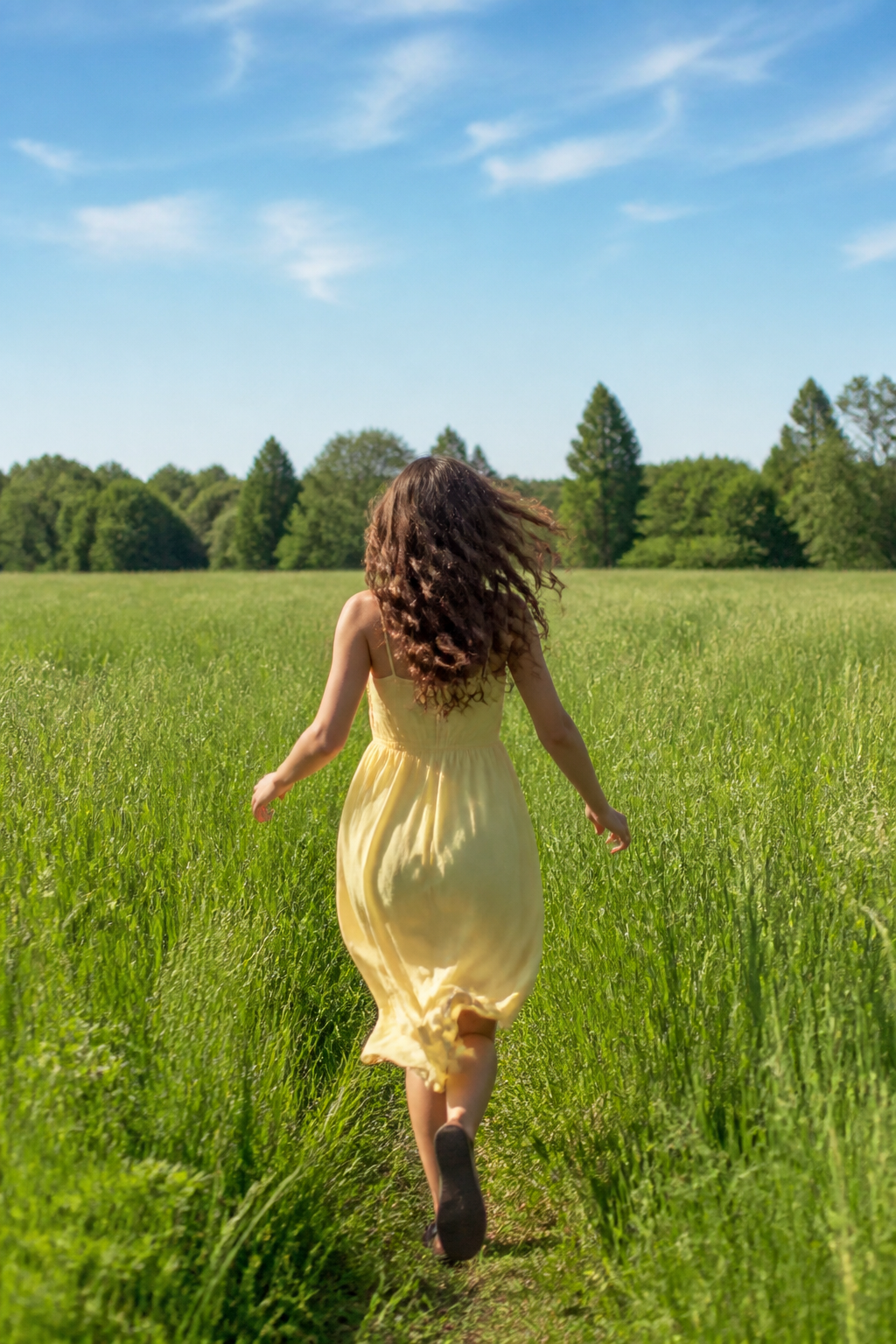 Sunny Field Movement — Cinematic AI image prompt example generated with Gemini (cinematic, freedom)