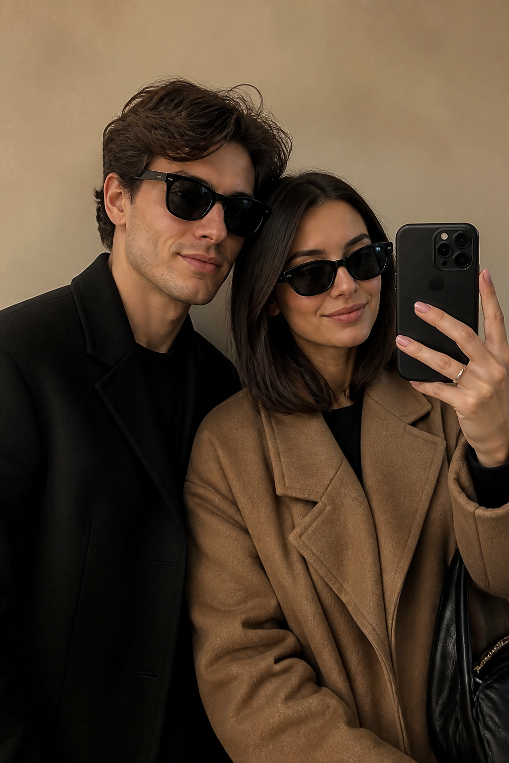 Trendy Couple Selfie — Selfie AI image prompt example generated with Gemini (selfie, candid)