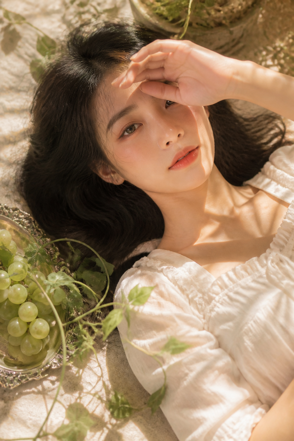 Warm Sunlit Korean Portrait — Portrait AI image prompt example generated with Midjourney (portrait, sunlight)